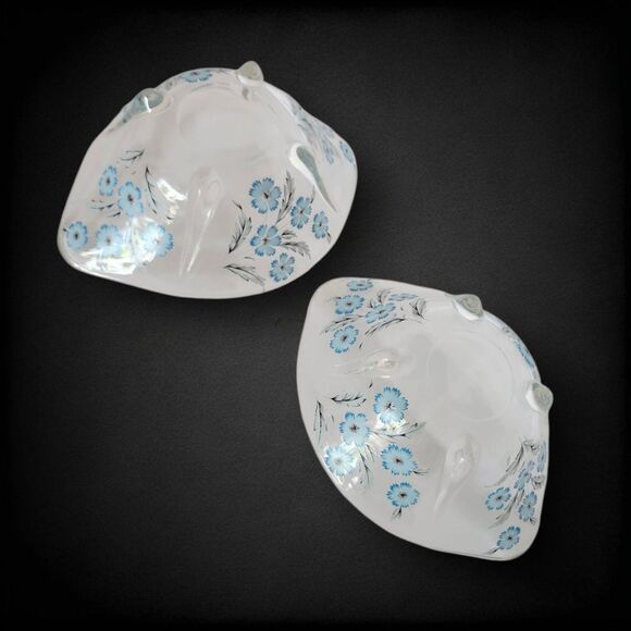 Anchor Hocking Swedish Modern Blue Cornflower Glass Serving Bowls Pair MCM Vntg - Picture 4 of 11